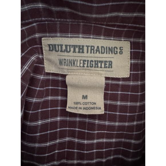 Duluth Trading Wrinkle Fighter Shirt Button Down Purple Plaid Mens Size Medium - Picture 5 of 5
